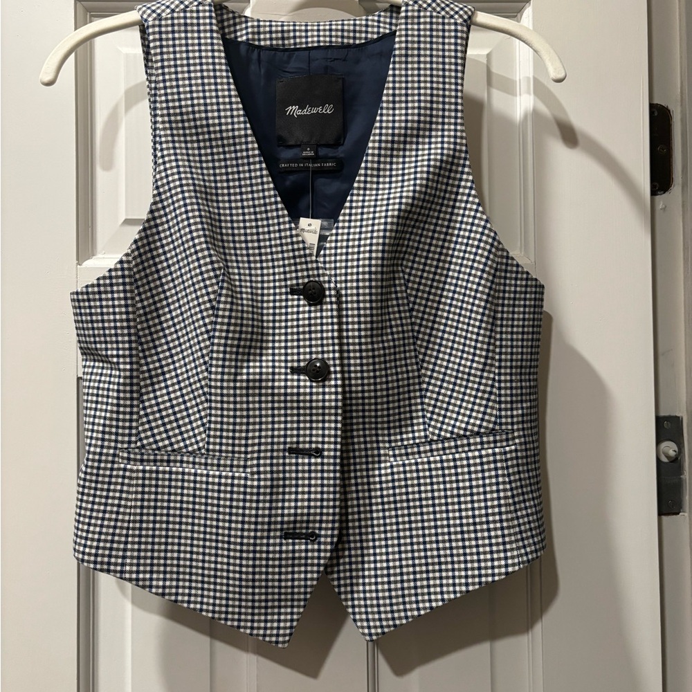 Madewell Black and White Checkered Vest